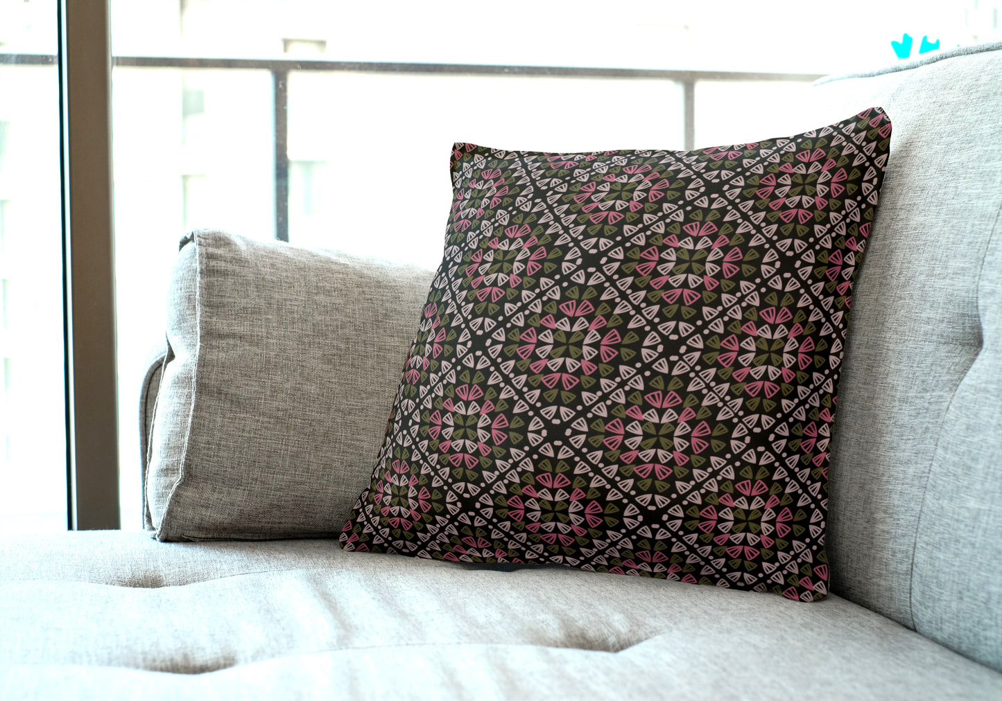 Blush Green Granny Square Seamless Print