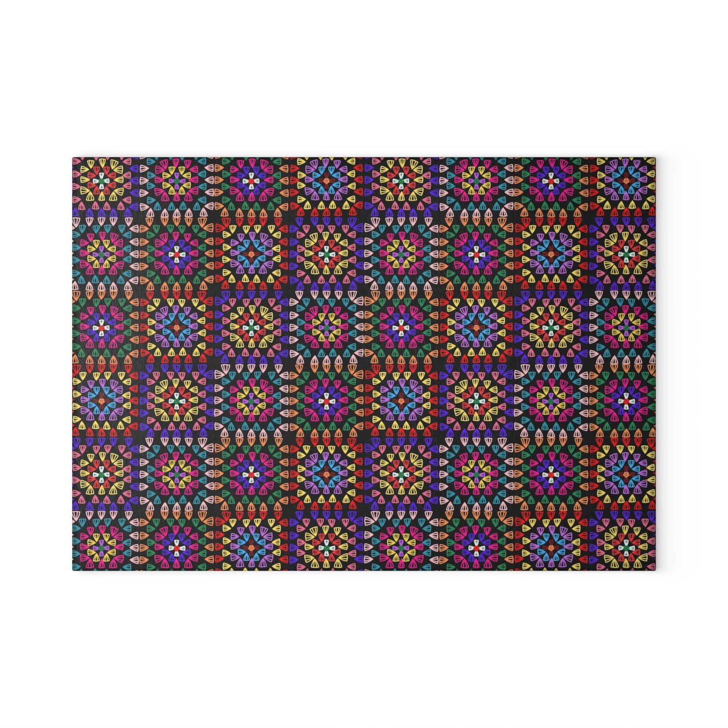 Glass Cutting Board - Rainbow Radiance Crochet-Inspired