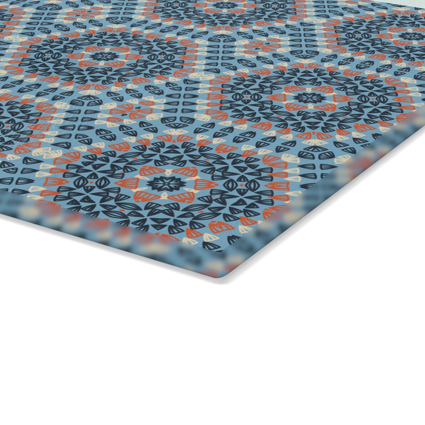 Glass Cutting Board - Azure Mandala Crochet-Inspired