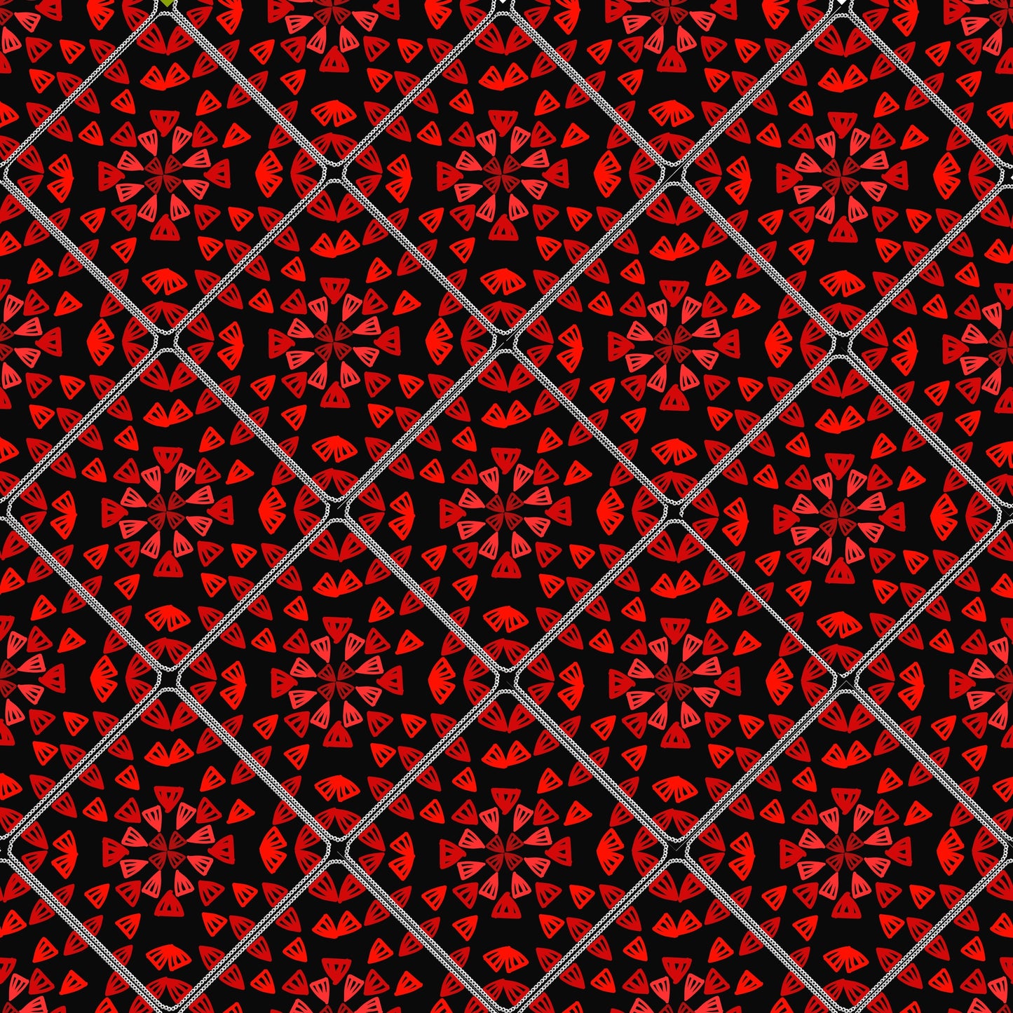 Ebony Red Granny Squares Print