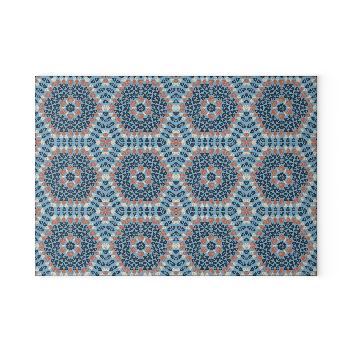 Glass Cutting Board - Azure Mandala Crochet-Inspired