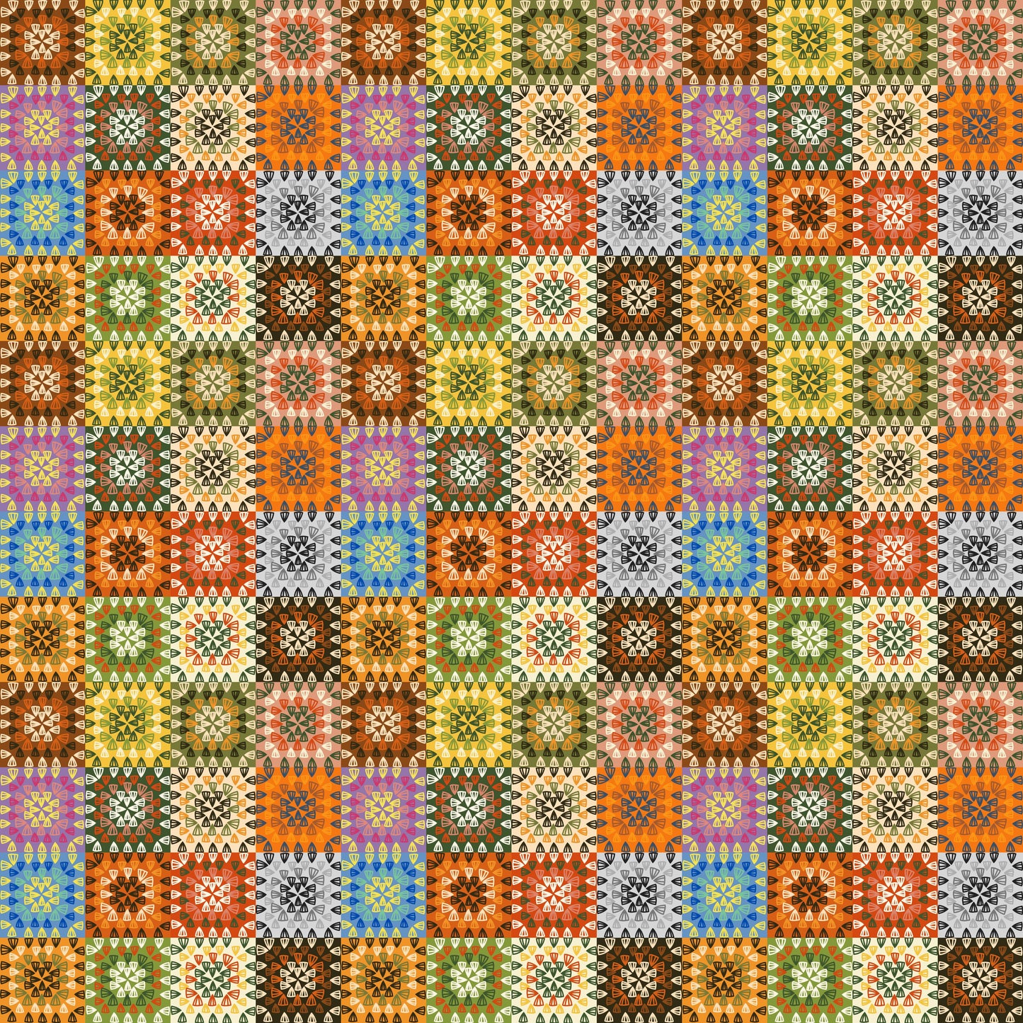 Gypsy Tapestry Granny Squares Seamless Print