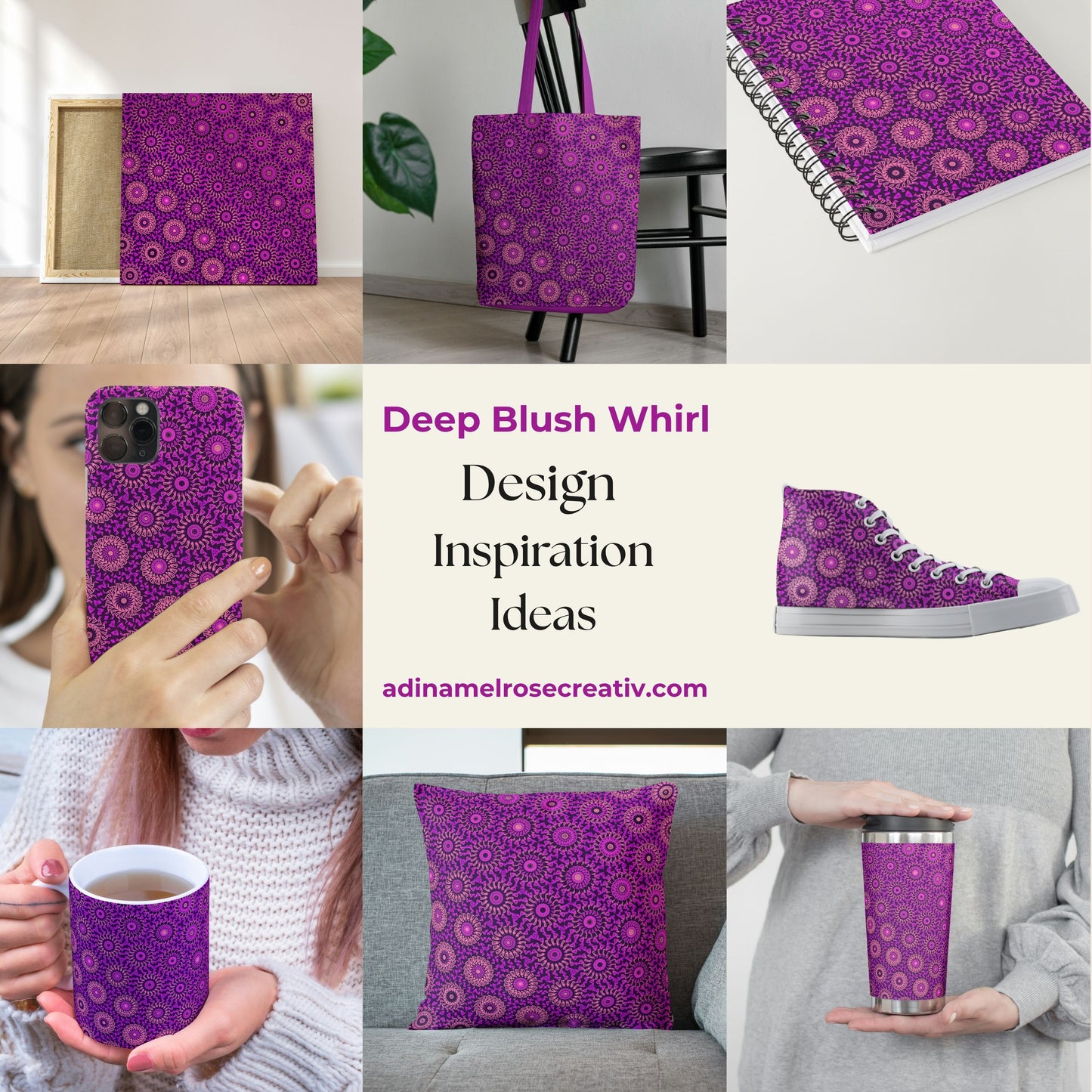 Deep Blush Whirl Freeform Pattern