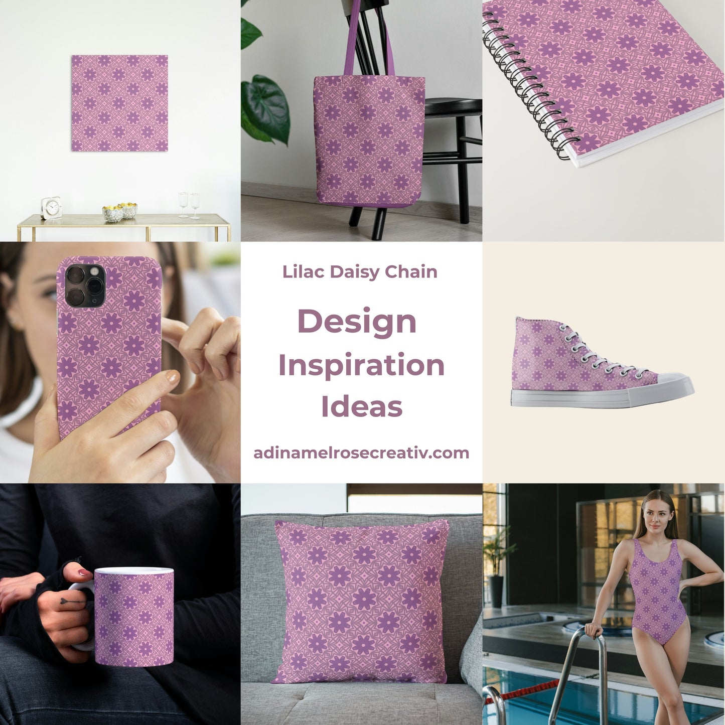 Lilac Daisy Chain Floral Pattern