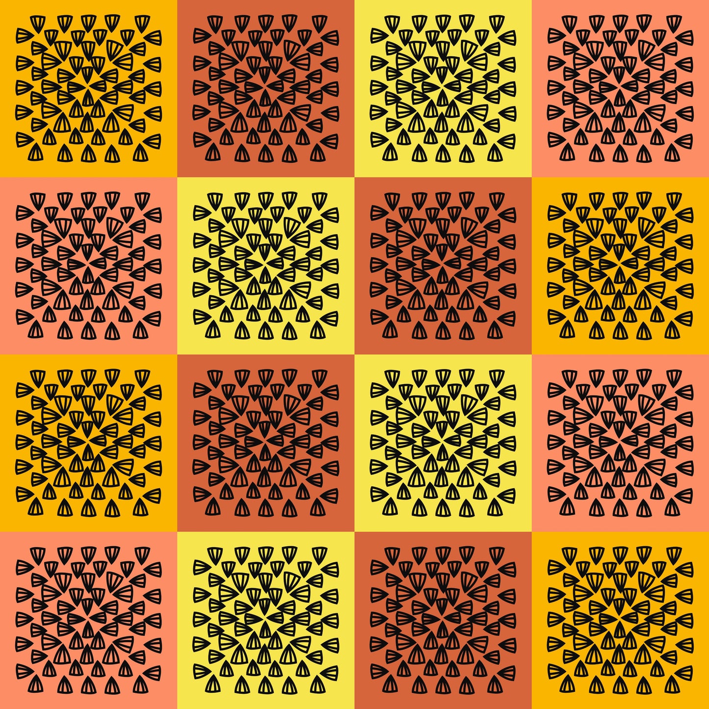Golden Sunset Granny Squares Print