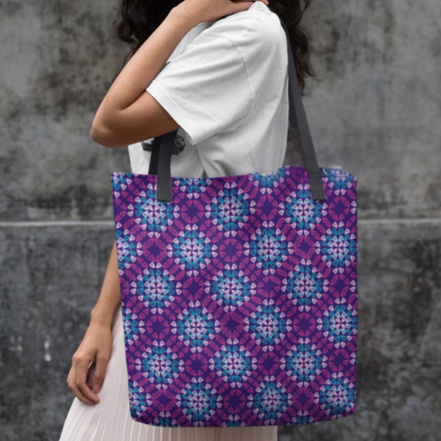 Purple Bloom All-Over Print Large Tote Bag