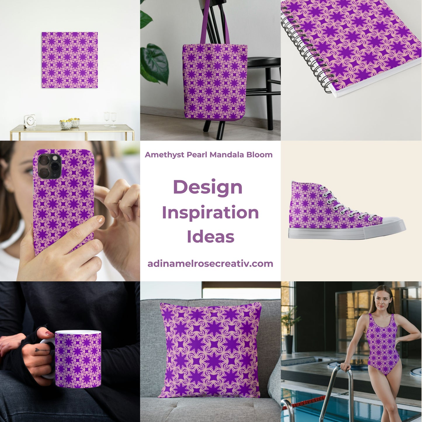 Amethyst Pearl Mandala Bloom Pattern