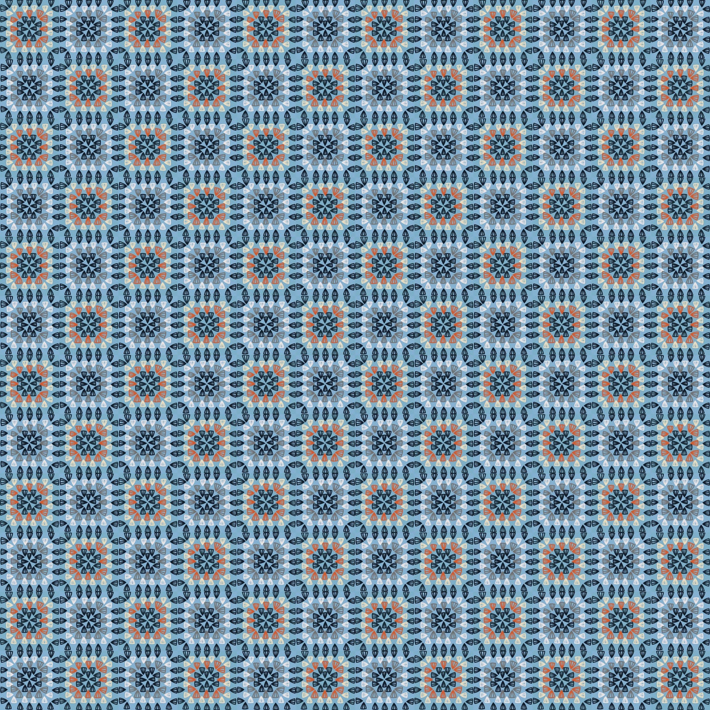 Ocean Mandala Granny Squares Seamless Print