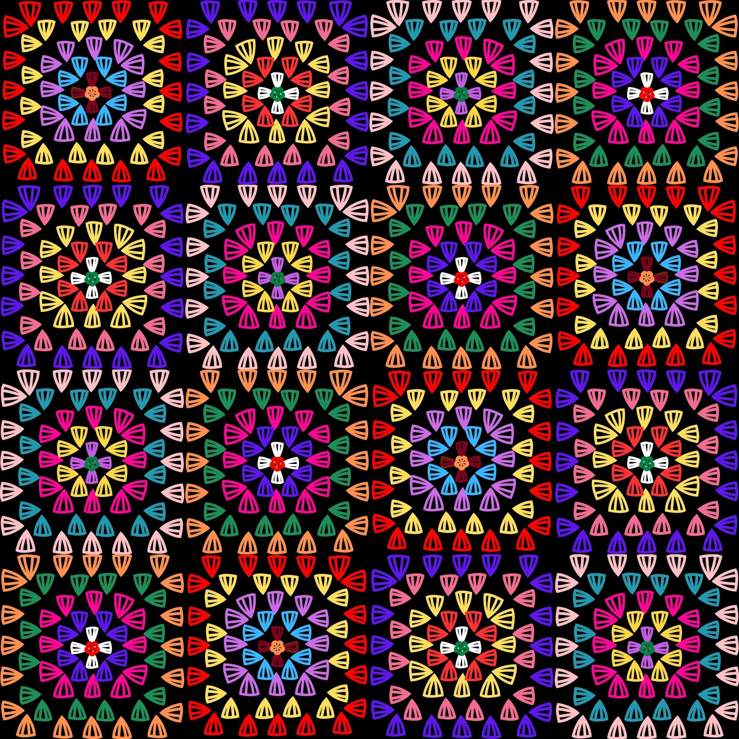 Rainbow Radiance Granny Squares Seamless Print