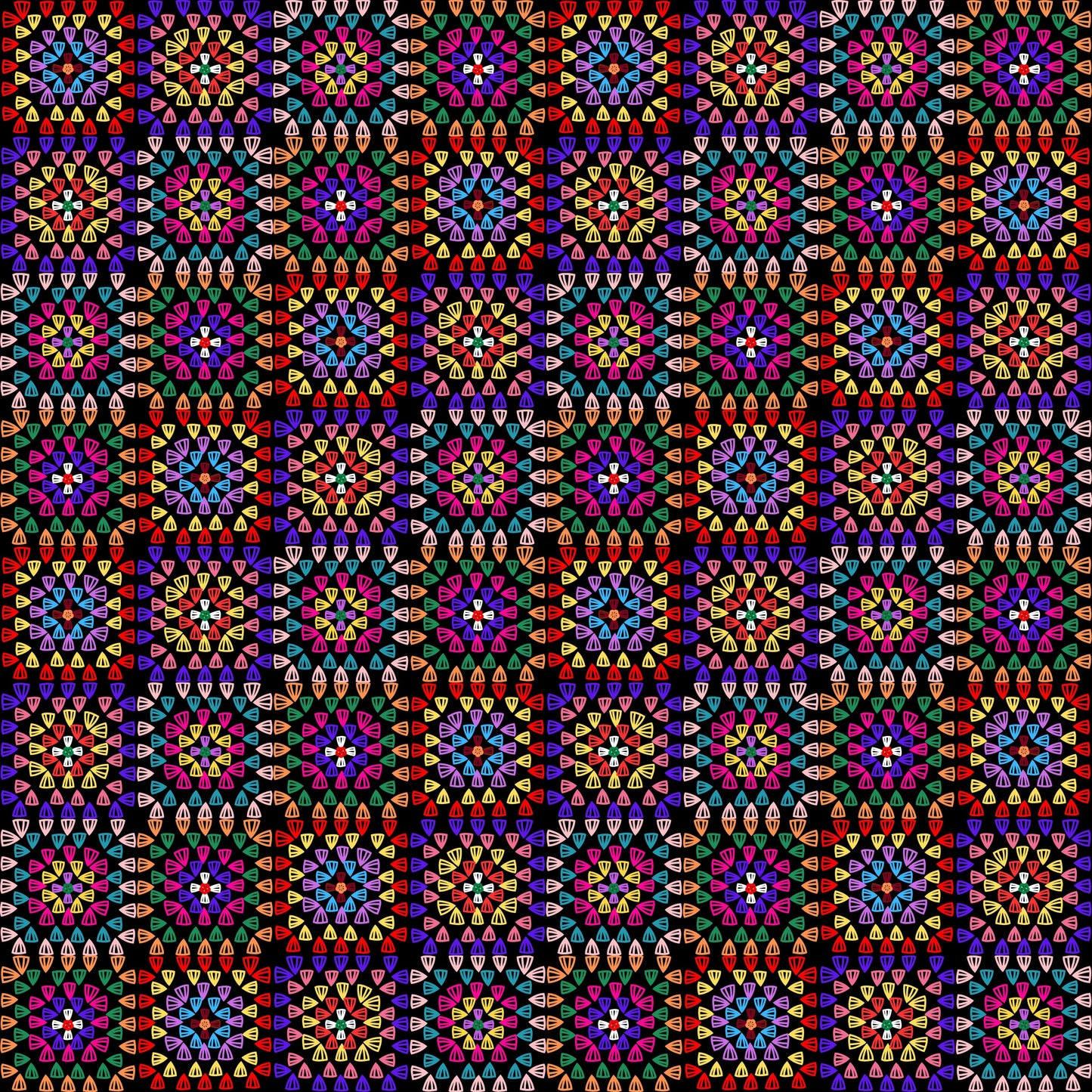 Rainbow Radiance Granny Squares Seamless Print
