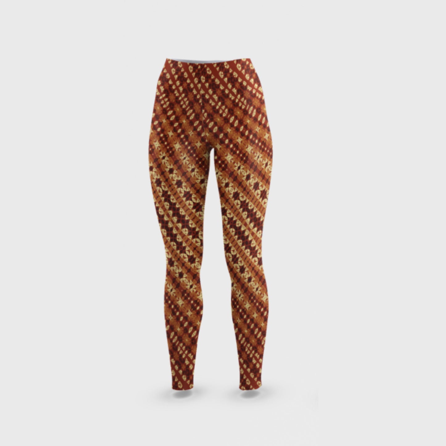 A crochet-inspired freeform effect geometric pattern, leggings design.