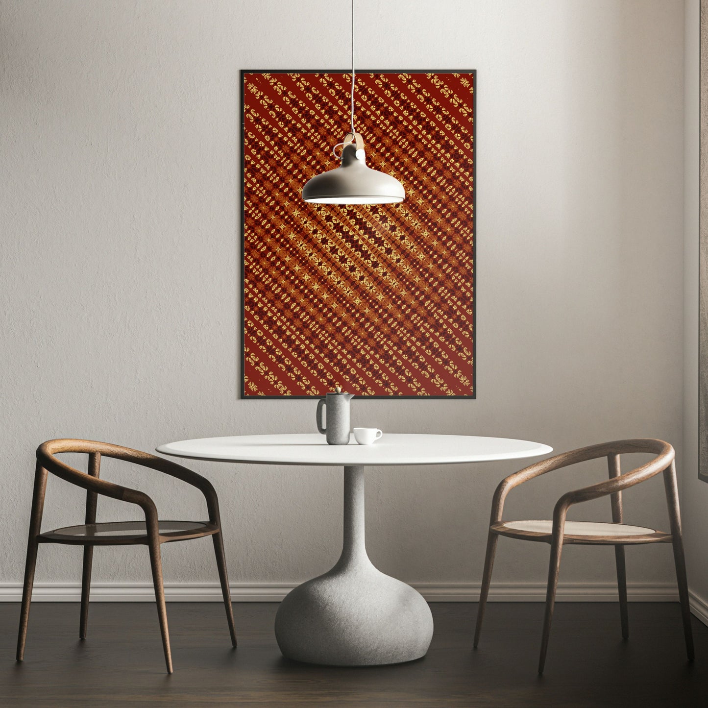 A crochet-inspired freeform effect geometric pattern, wall art.