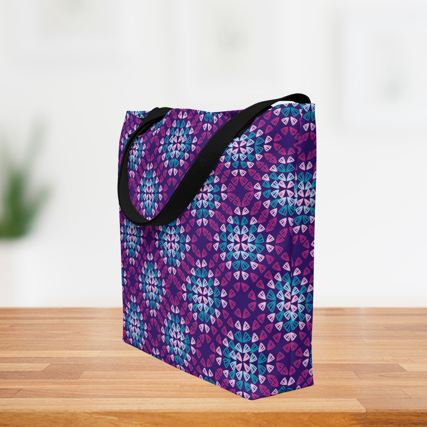 Purple Bloom All-Over Print Large Tote Bag