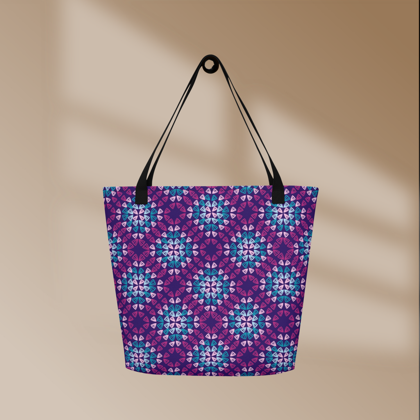 Purple Bloom All-Over Print Large Tote Bag