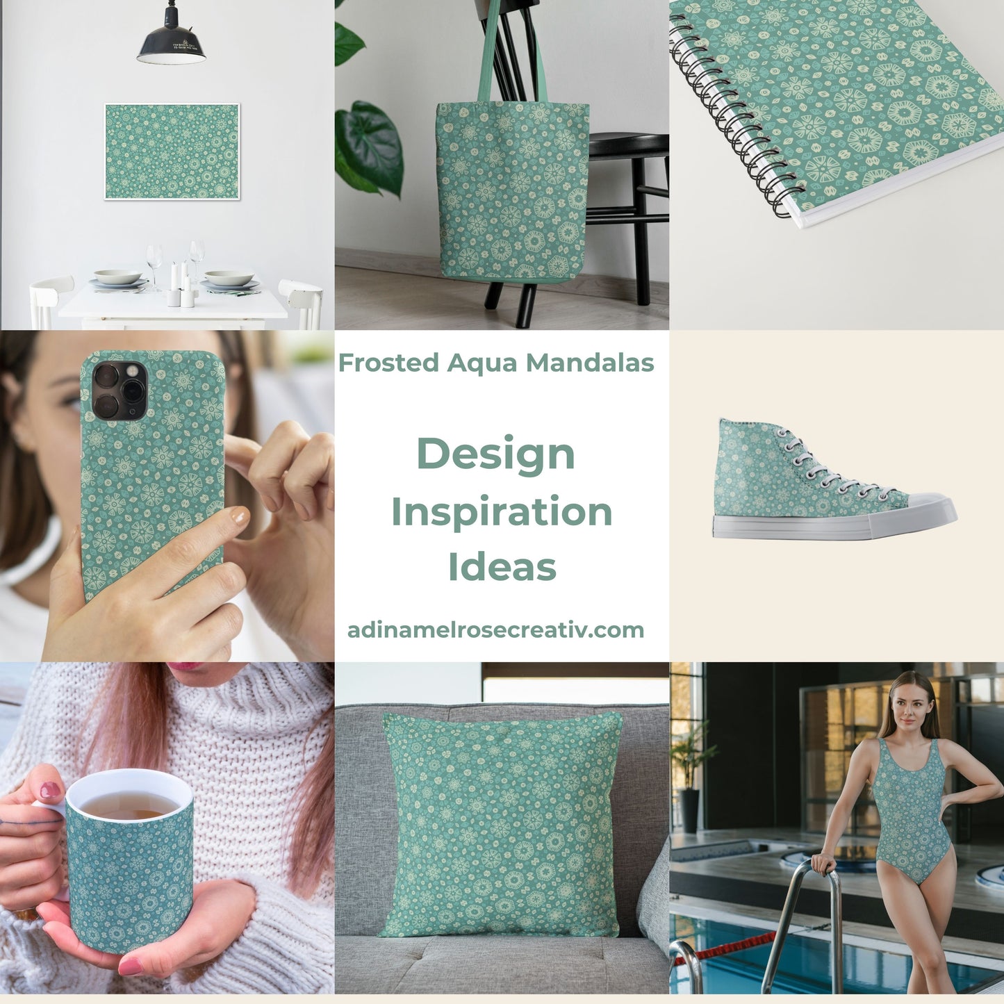 Frosted Aqua Mandalas Pattern