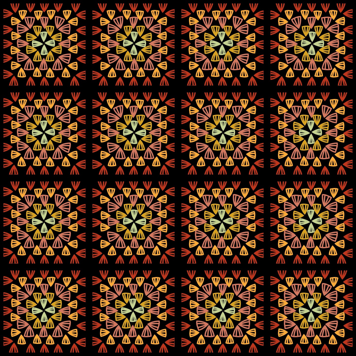 Rustic Granny Revival Granny Squares Print