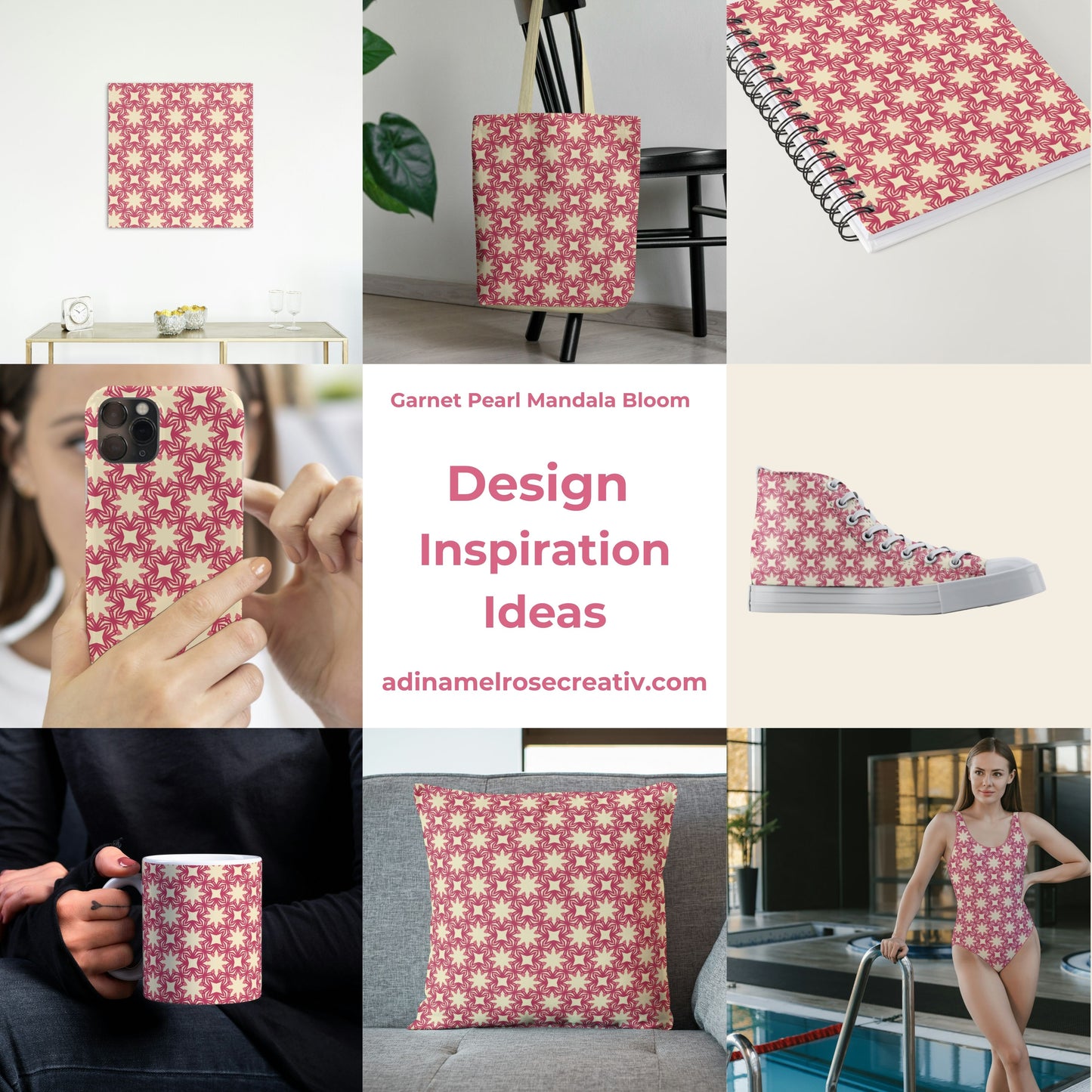 Garnet Pearl Mandala Bloom Pattern