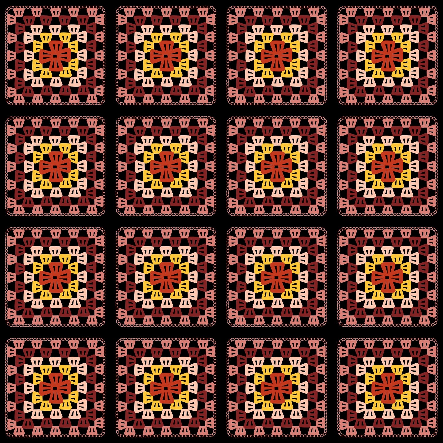 Amber Threads Granny Squares Print