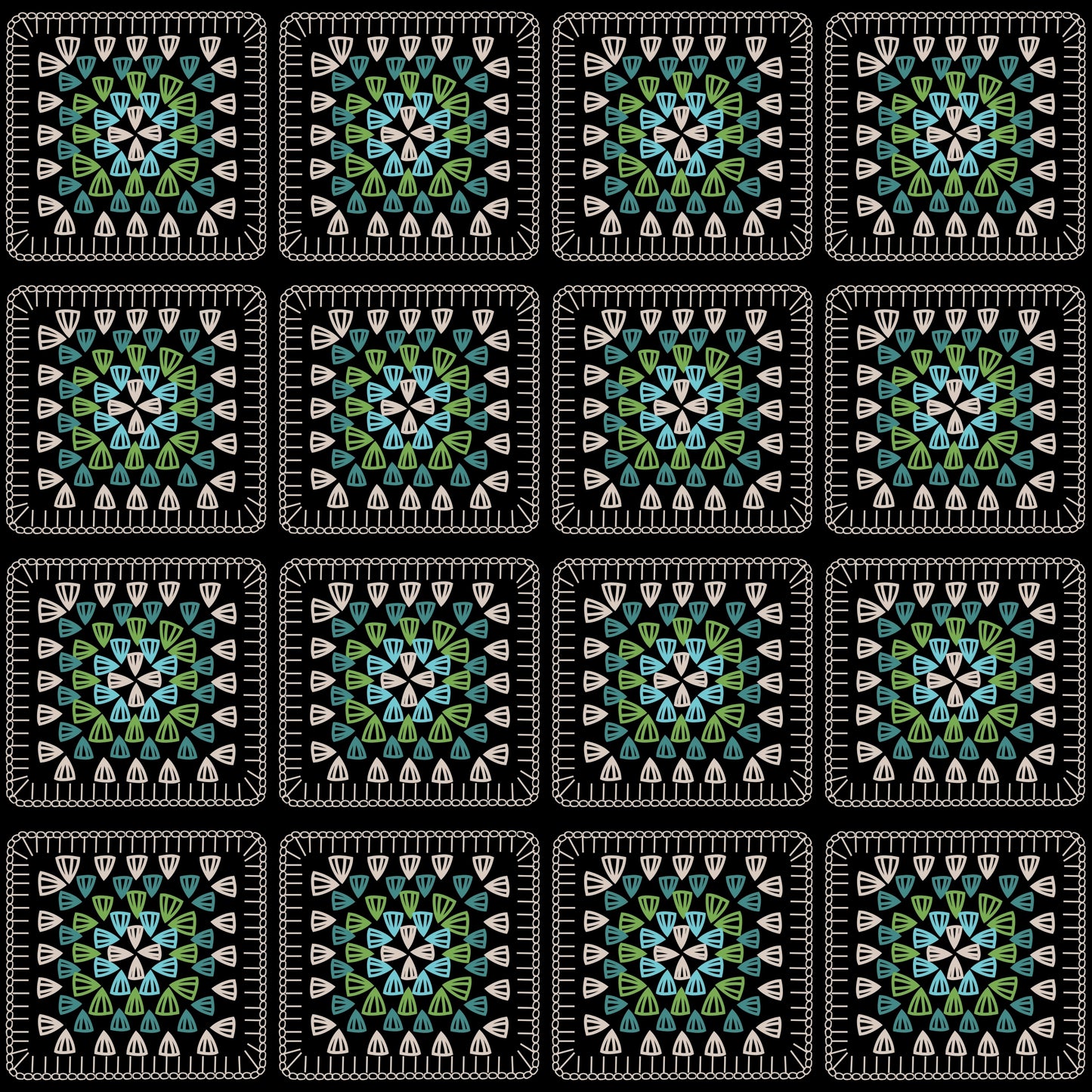 Apple Meadow Granny Squares Print