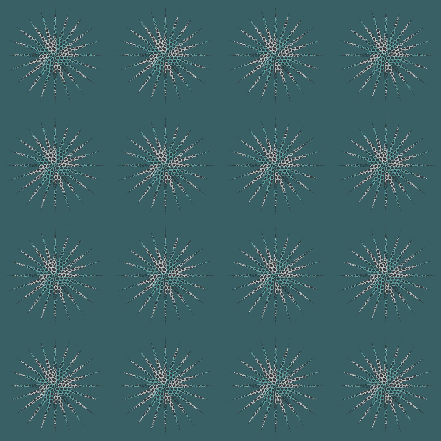 Aqua Teal Starburst Crochet-Inspired Floral Seamless Pint