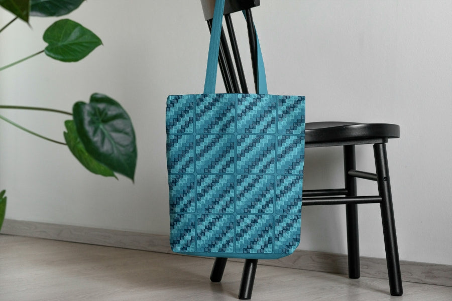 Aqua Turquoise Trellis Lattice Granny Squares Seamless Print