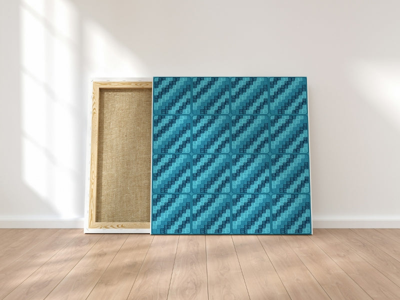 Aqua Turquoise Trellis Lattice Granny Squares Seamless Print
