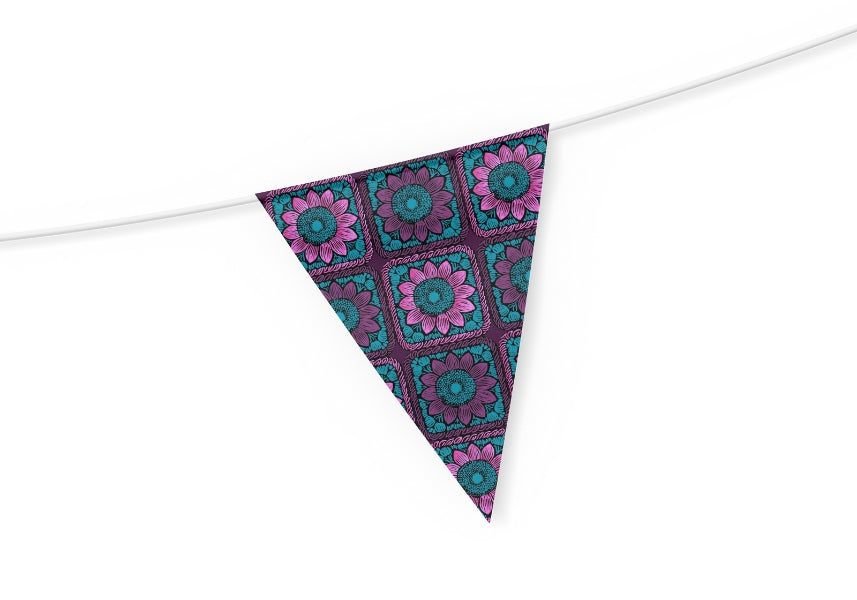 Aubergine Burst Sunflowers Floral Granny Squares Seamless Print