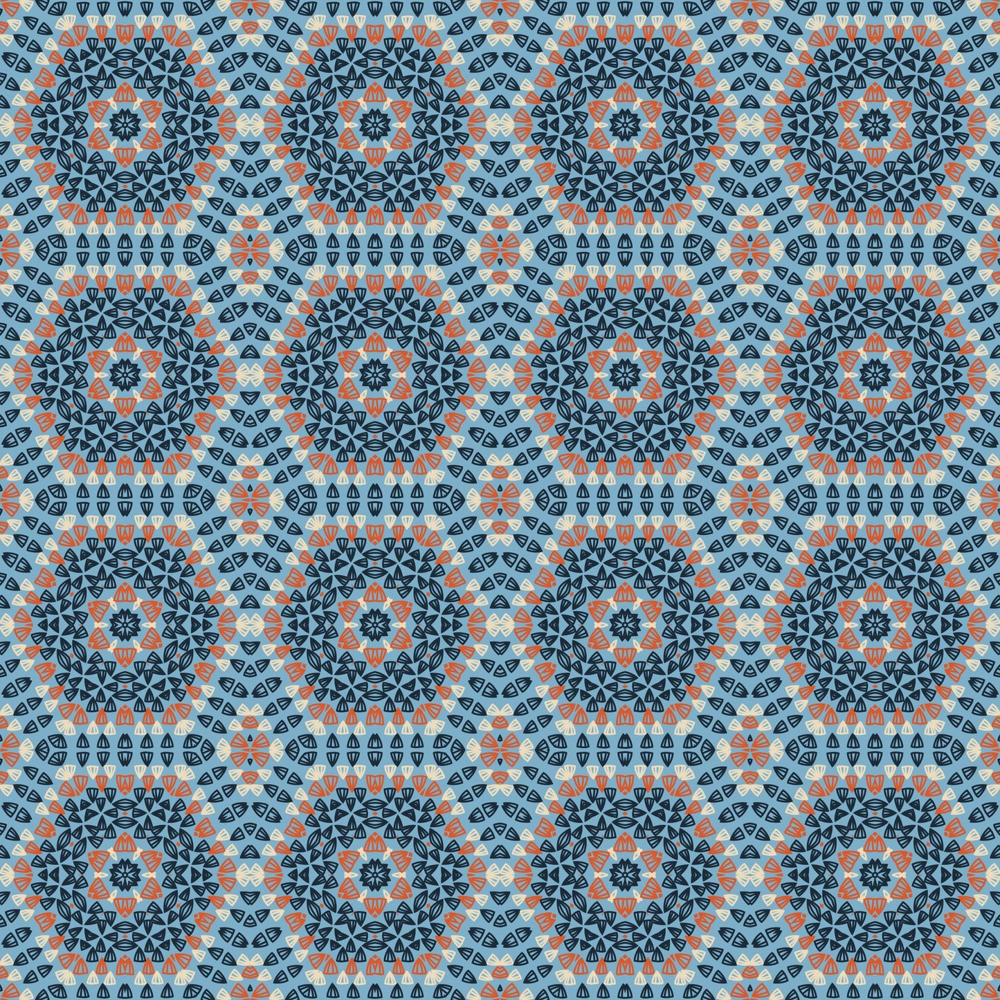 Azure Mandala Granny Squares Seamless Print