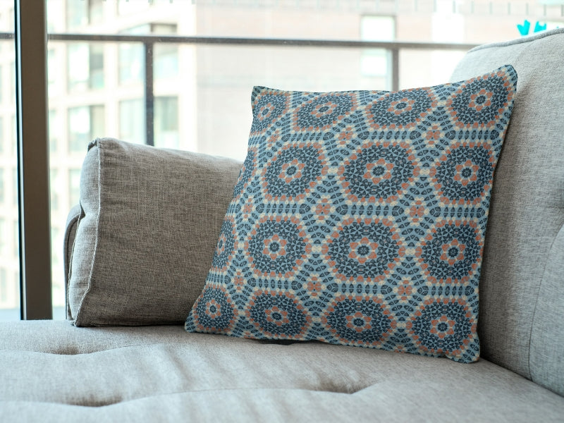 Azure Mandala Granny Squares Seamless Print