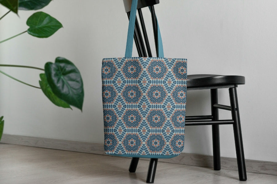 Azure Mandala Granny Squares Seamless Print
