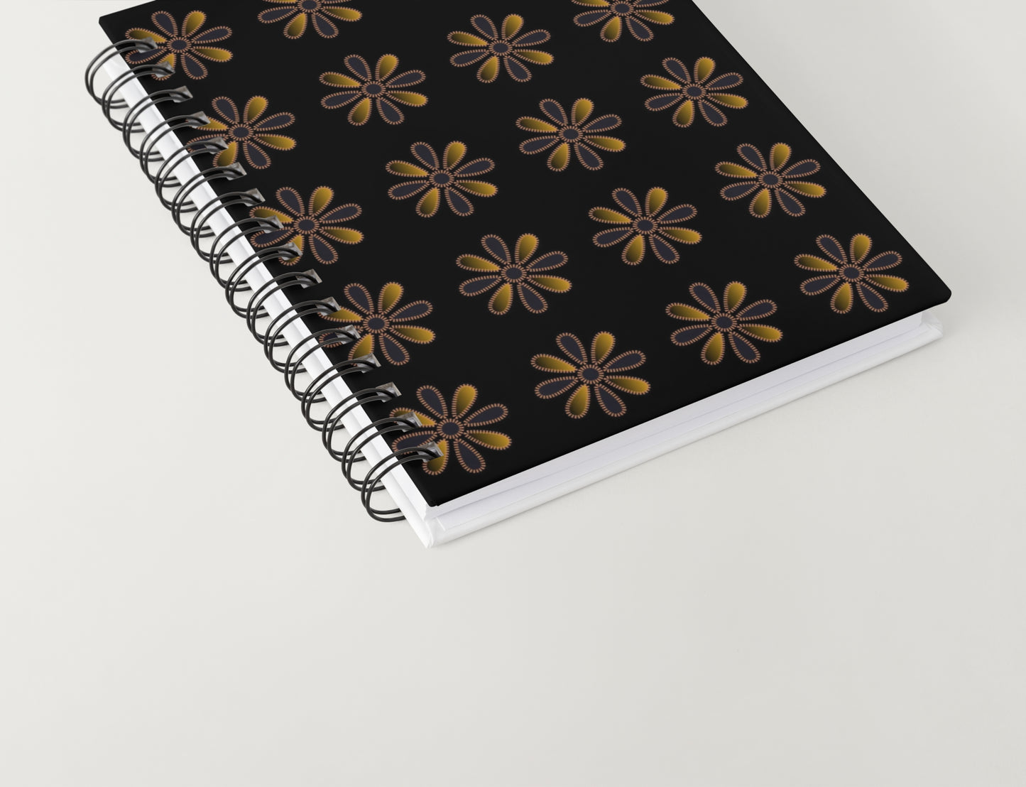 Black Gold Ombre Bloom Granny Squares Seamless Print