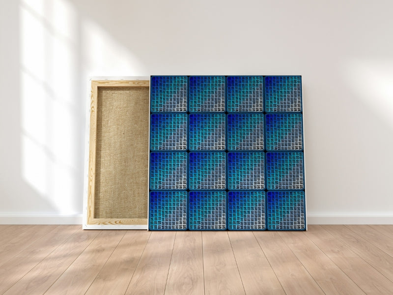 Blue Diamond Trellis Lattice Granny Squares Seamless Print