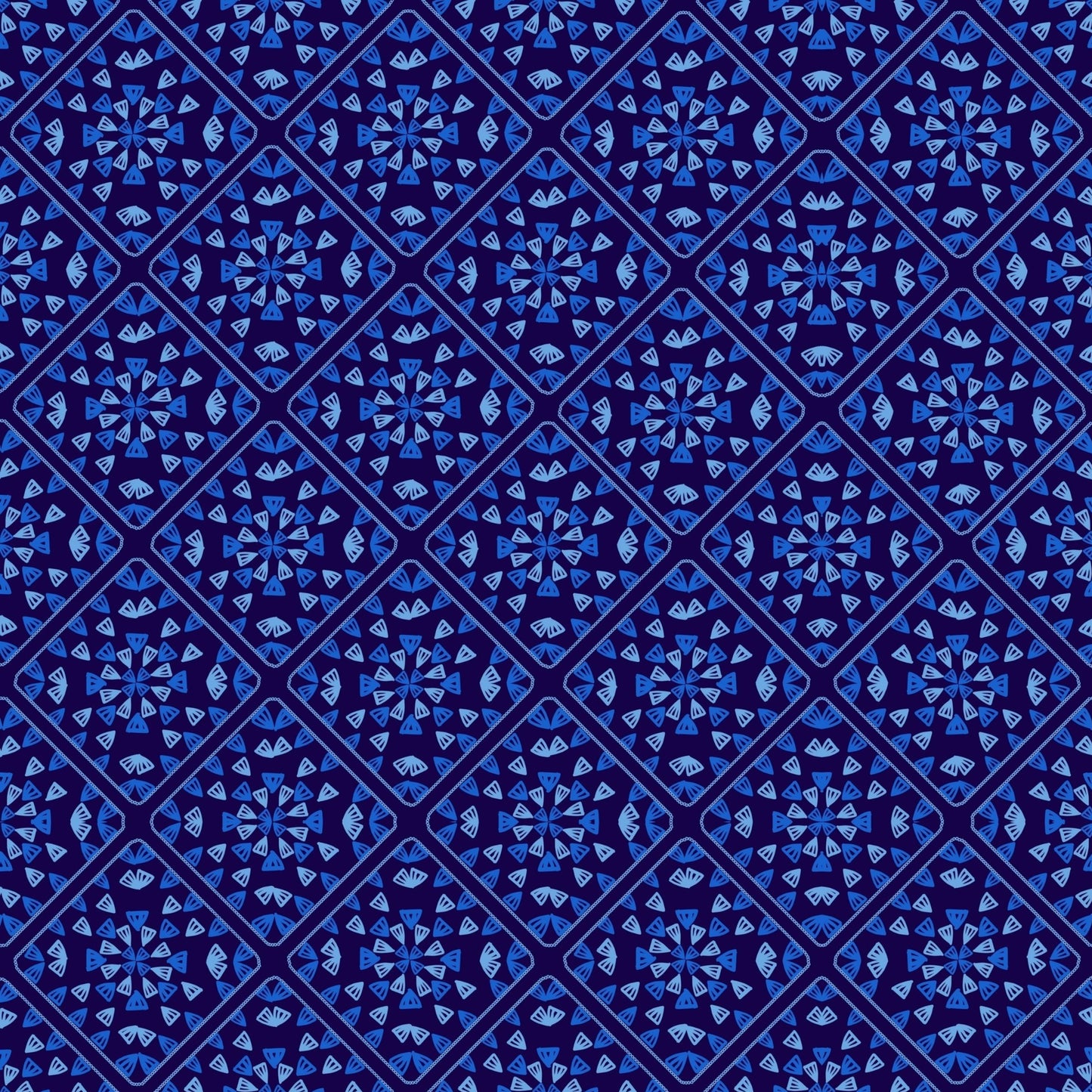 Blue Wave Lattice Granny Squares Print