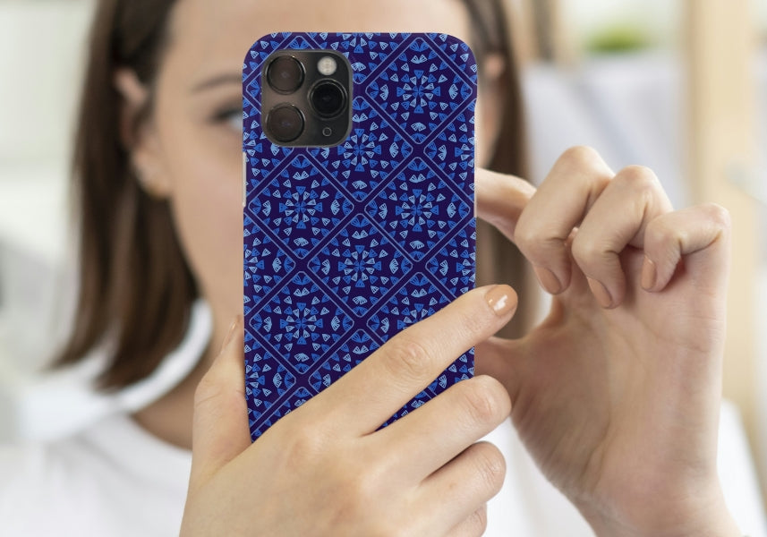 Blue Wave Lattice Granny Squares Print