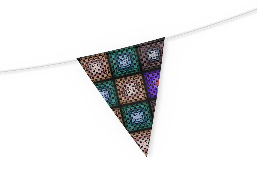 Boho Mosaic Qulit Crochet-Inspired Granny Squares Print
