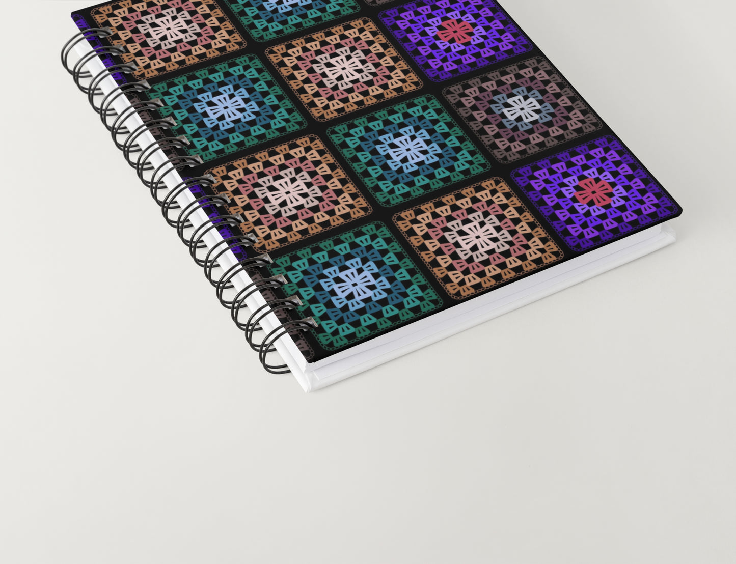 Boho Mosaic Qulit Crochet-Inspired Granny Squares Print
