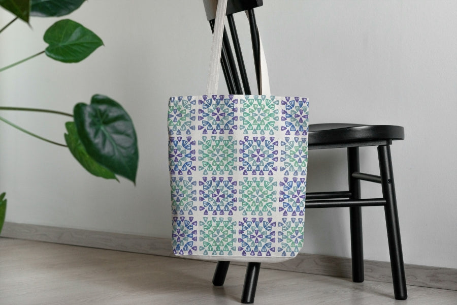 Botanic Whirl Granny Squares Seamless Print