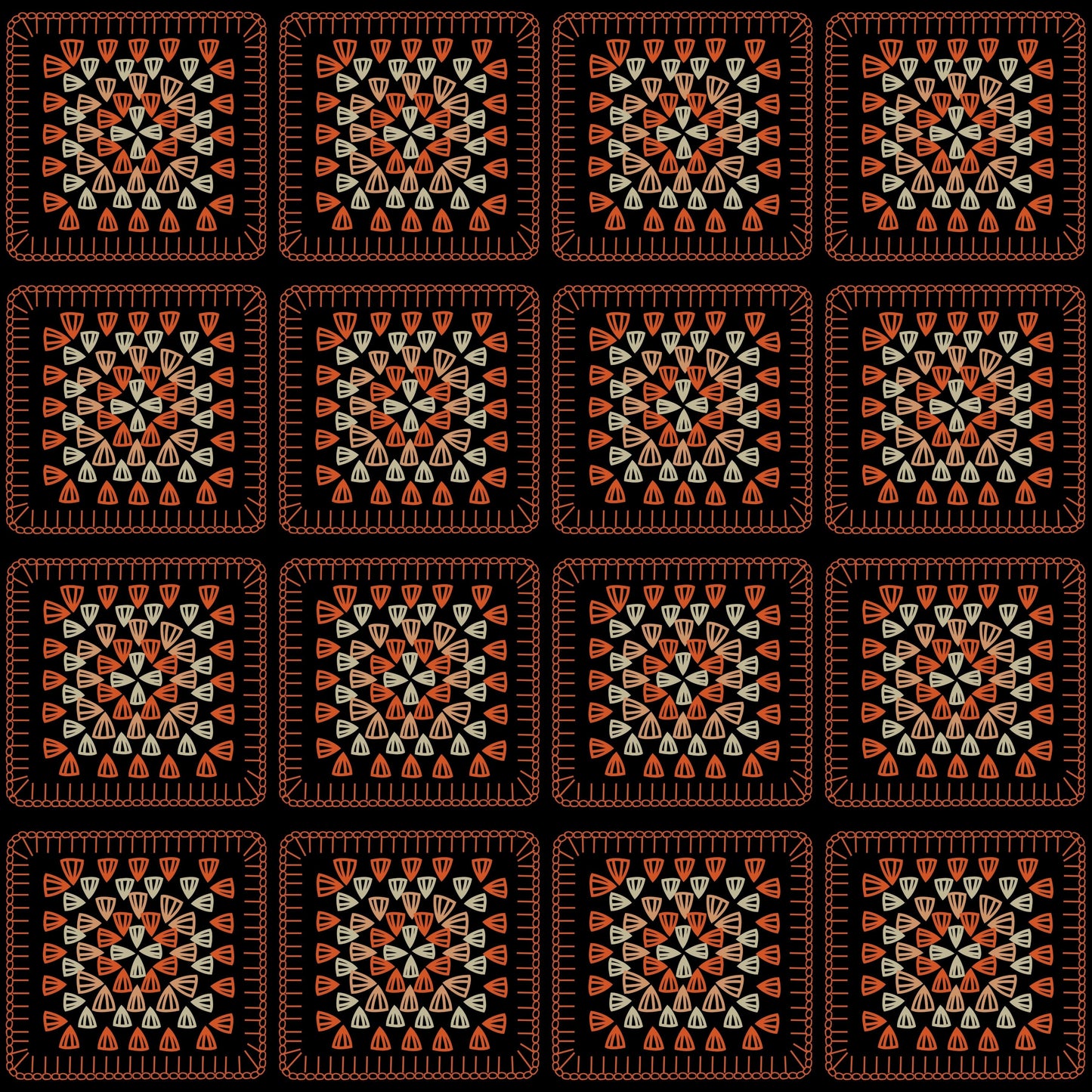 Caramel Whisper Granny Squares Print