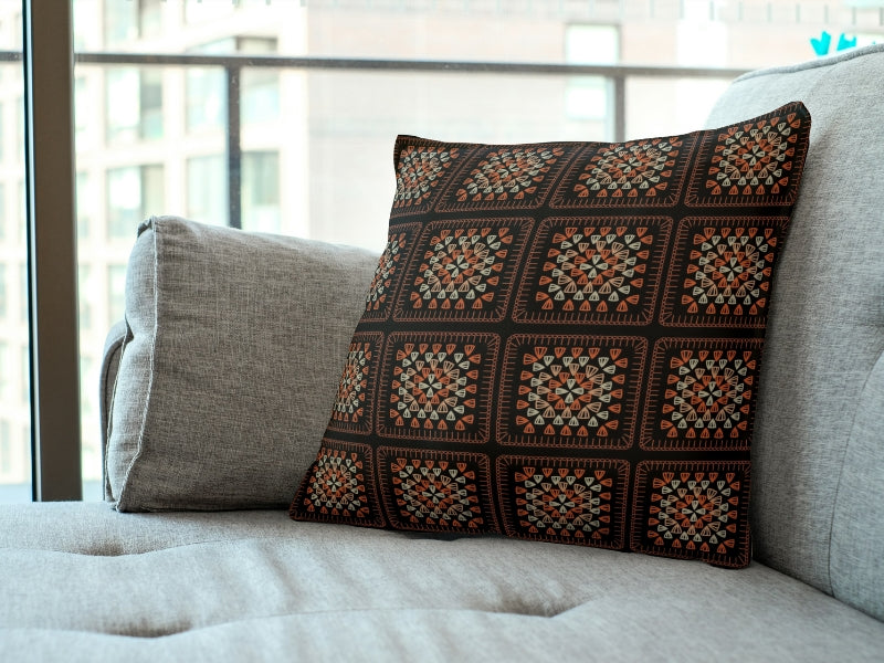Caramel Whisper Granny Squares Print