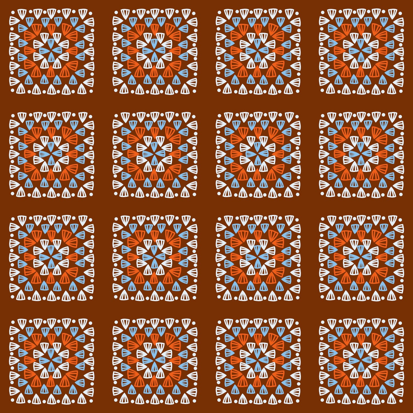 Chocolate Blend Granny Squares Print