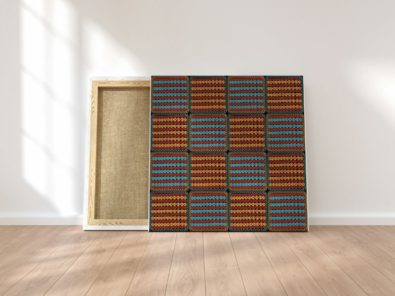 Chunky Afgan Honey Cobalt Waves Granny Squares Print