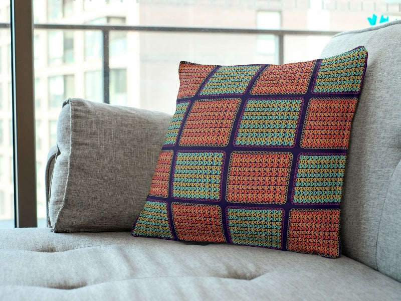 Chunky Afghan Citrus Waves Granny Squares Print