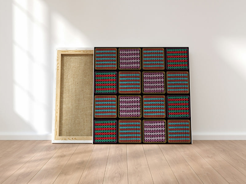 Chunky Afghan Multi Waves Granny Squares Print