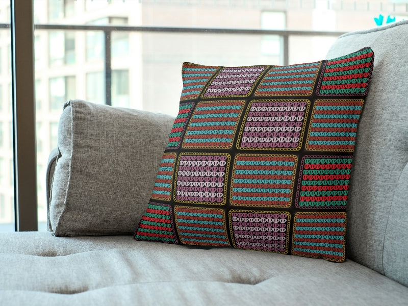 Chunky Afghan Multi Waves Granny Squares Print