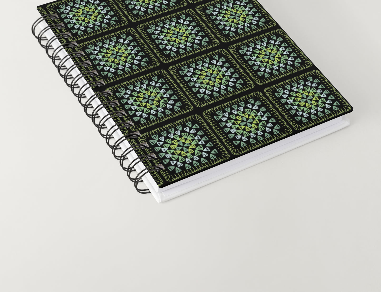 Citrus Lime Harmony Embroidery Granny Squares Print