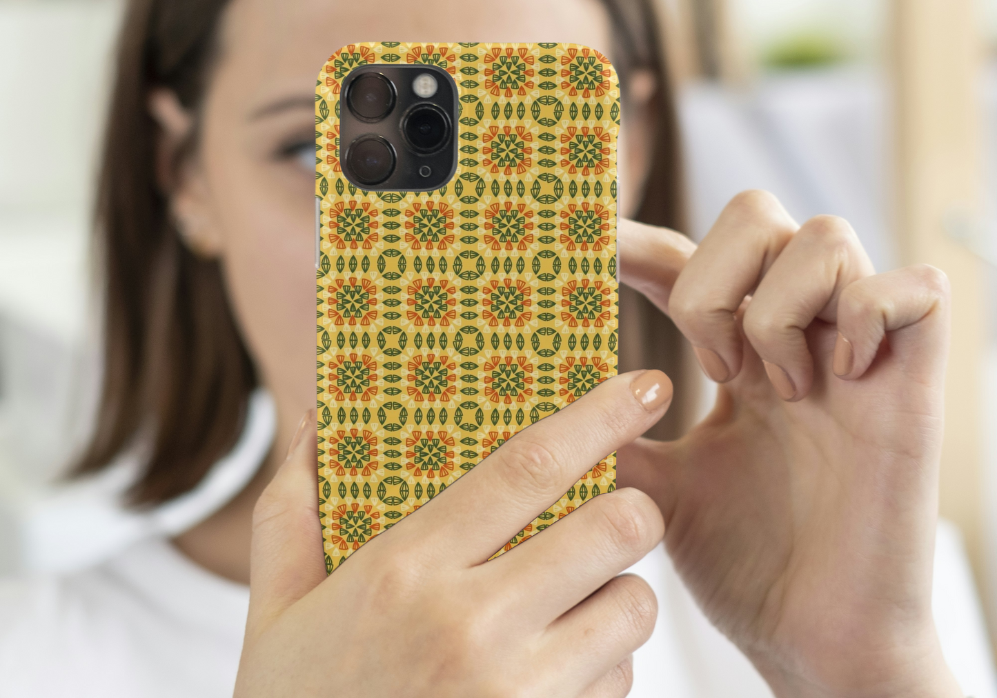 Citrus Sunset Granny Squares Seamless Print