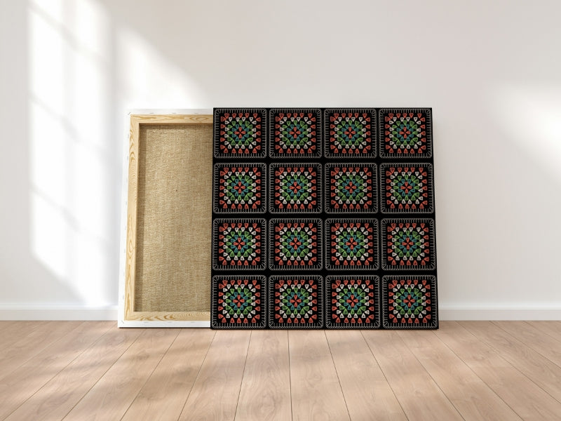 Clay Moss Embroidery Granny Squares Print