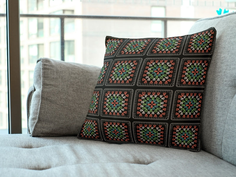 Clay Moss Embroidery Granny Squares Print
