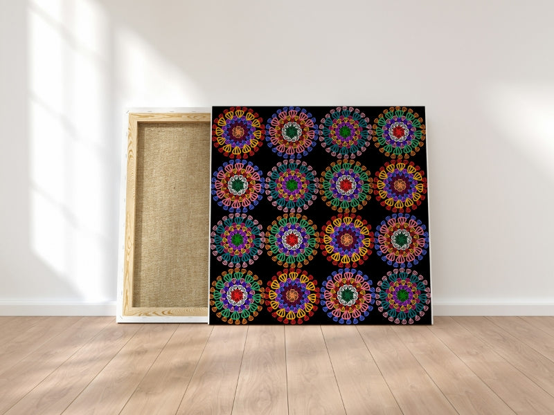Cosmic Mandala Floral Granny Circles Seamless Print