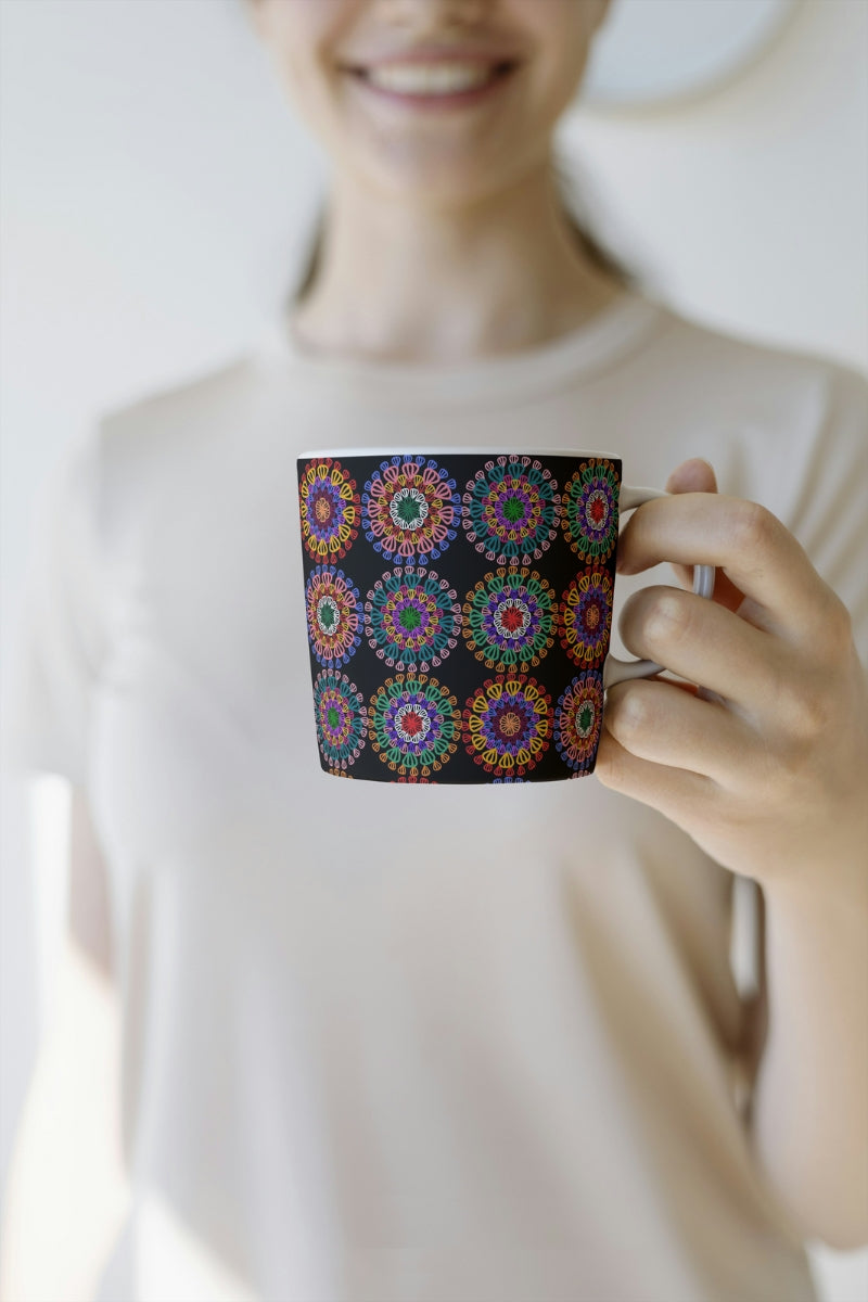 Cosmic Mandala Floral Granny Circles Seamless Print